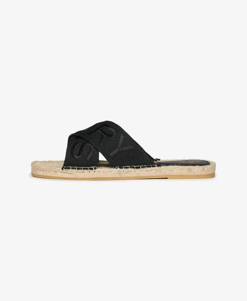 superdry Espadrille Cross Strap Sliders preto com palmilha de corda 5/7