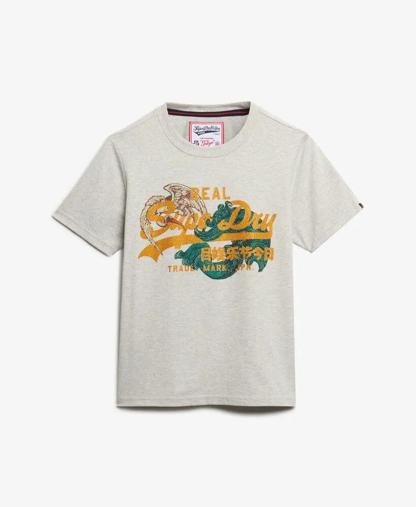 superdry T‑shirt Tokyo Vintage Logo Relaxed em algodão orgânico – Glacier Grey 6/6
