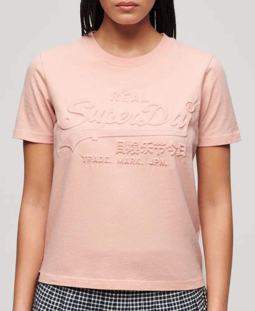 superdry Embossed Relaxed T-Shirt 100% katoen - Peach Whip Pink 7/7