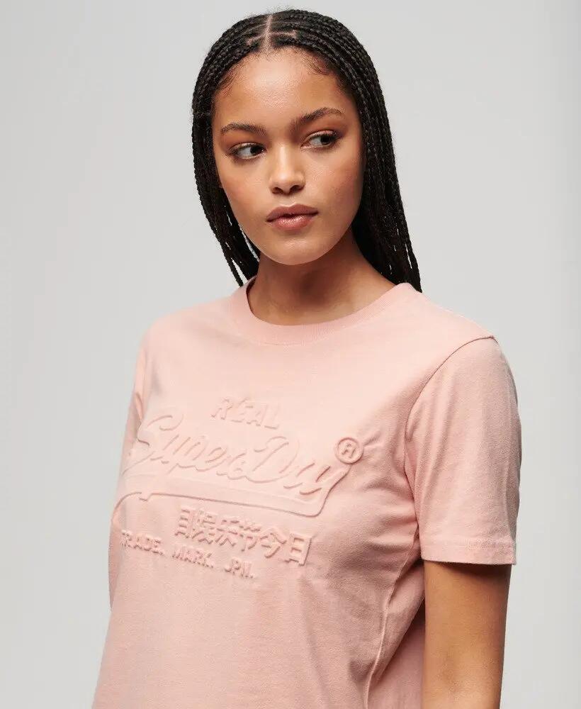 superdry Embossed Relaxed T-Shirt 100% katoen - Peach Whip Pink 2/7