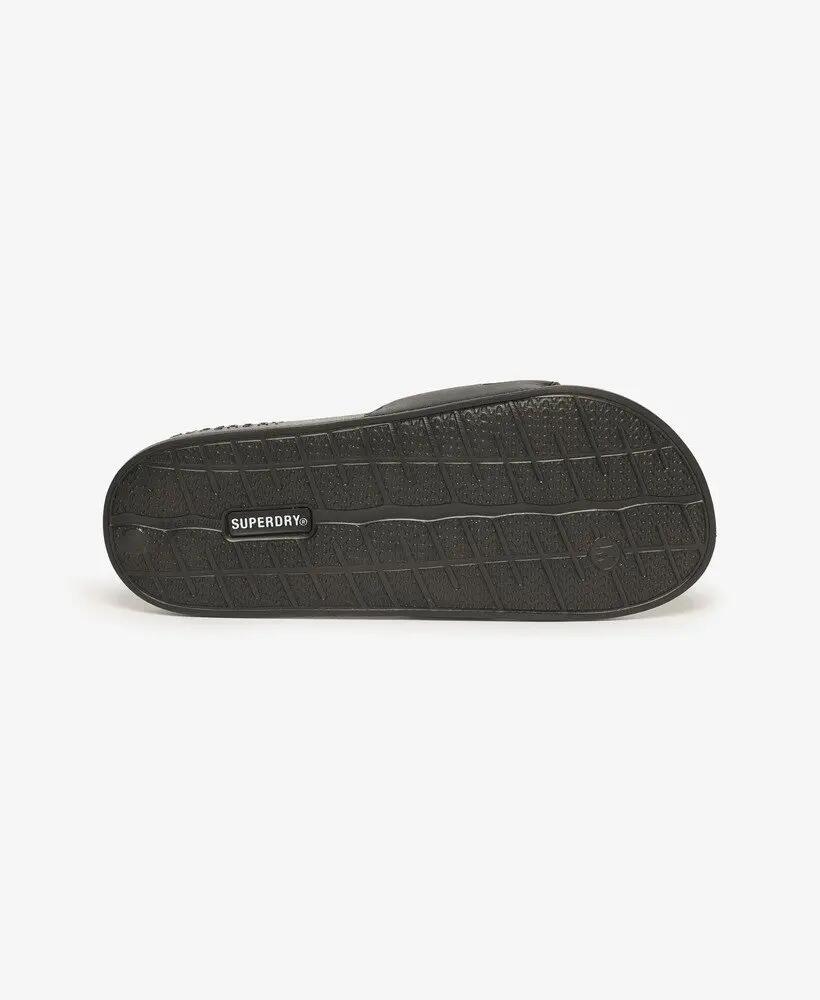 superdry Core Pool Sliders - Damen Flip Flops Schwarz/Weiß, geformte Sohle – 7/7