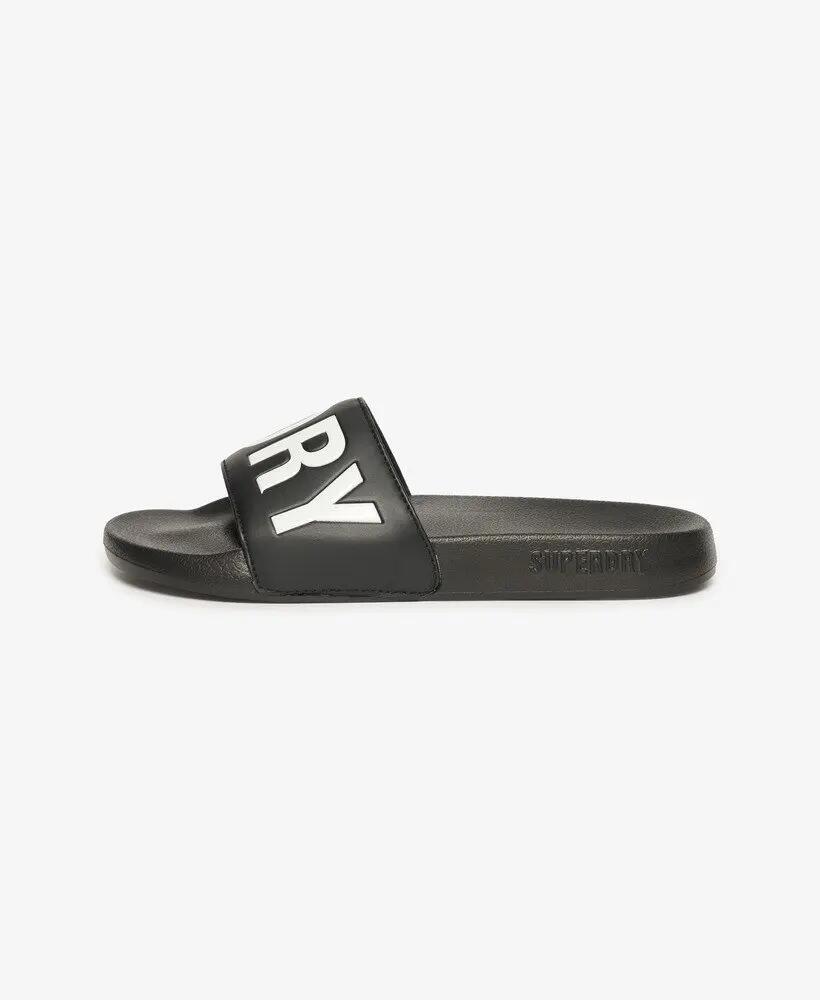 superdry Core Pool Sliders - Damen Flip Flops Schwarz/Weiß, geformte Sohle – 4/7