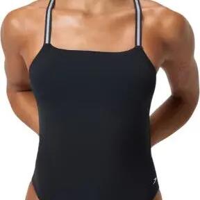 Speedo V Class Active Back Women's One-Piece Swimsuit, Black/Gray