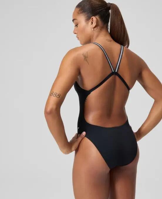 Bañador de una pieza Speedo V Class Active Back para mujer, negro/gris 4/7