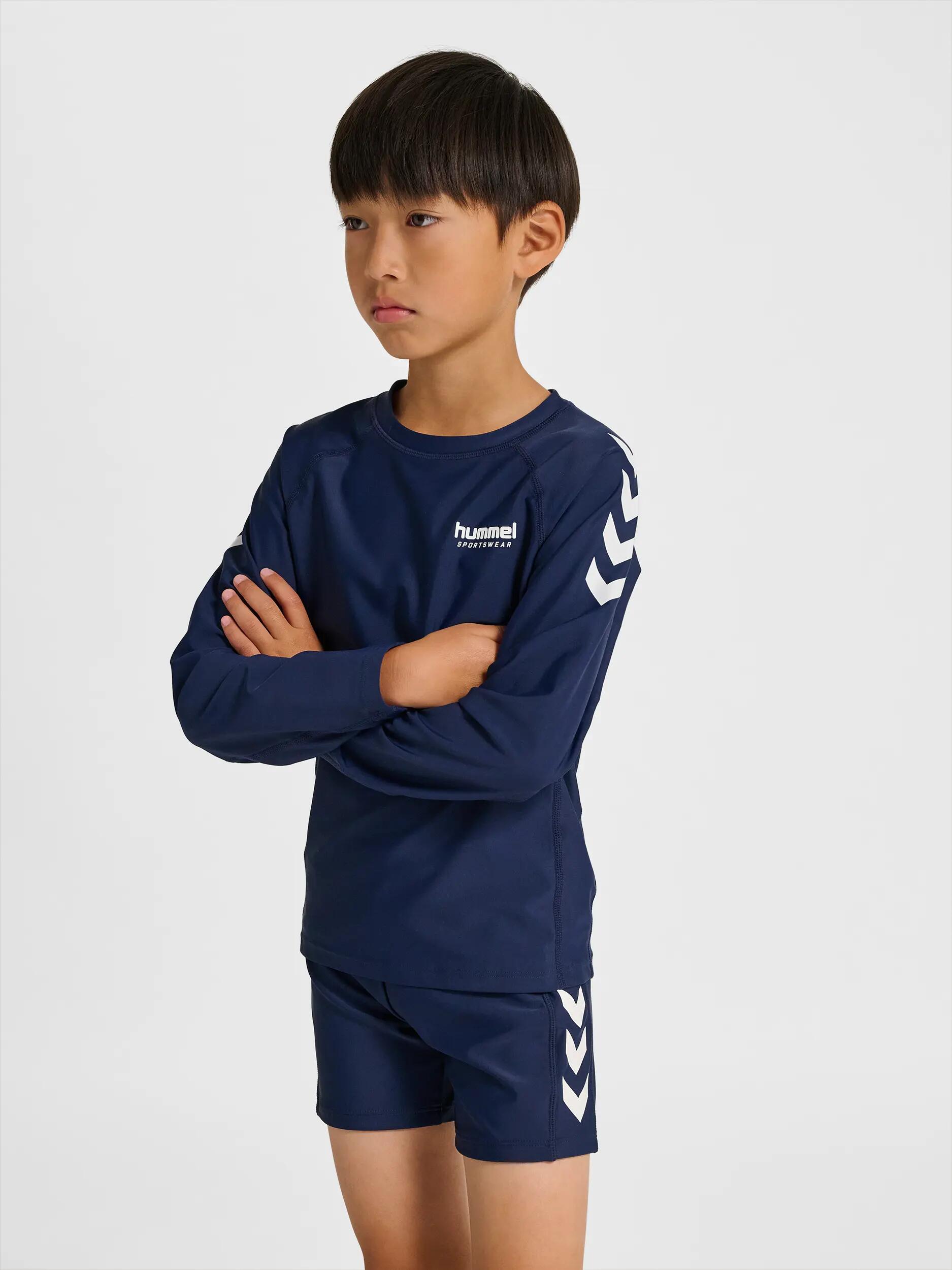 hummel hmlJR SWIM T-SHIRT L/S – Maillot manches longues extensible, protection 6/7