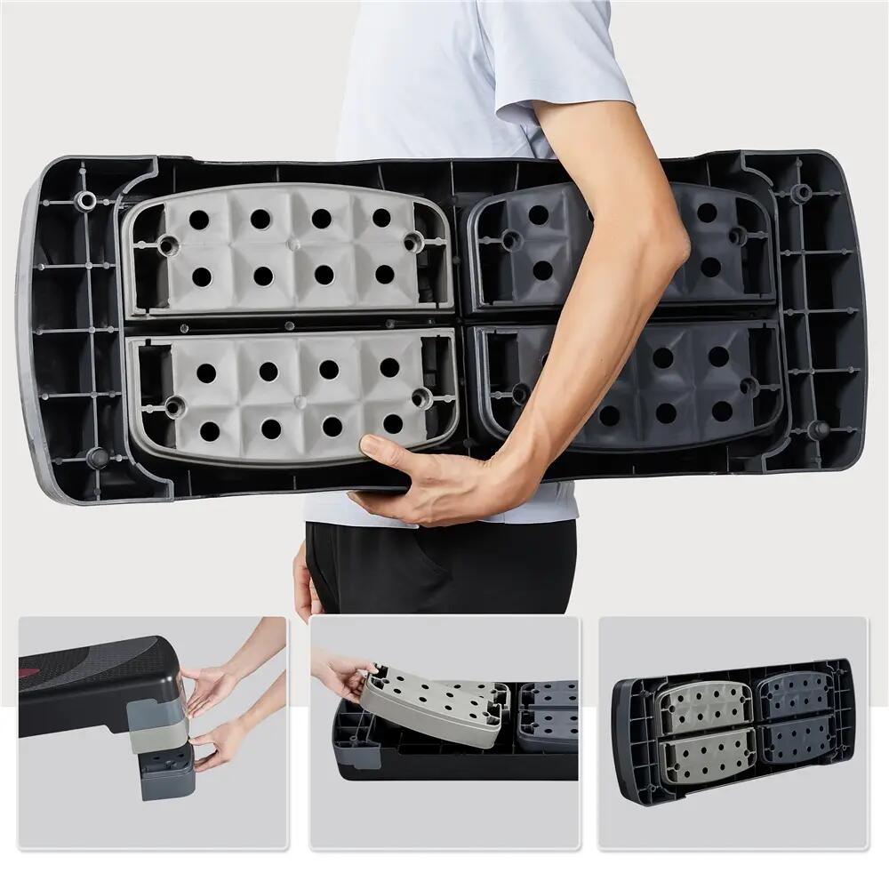 Stepper aeróbico regulable con elevadores para gimnasio en casa, gris 7/9