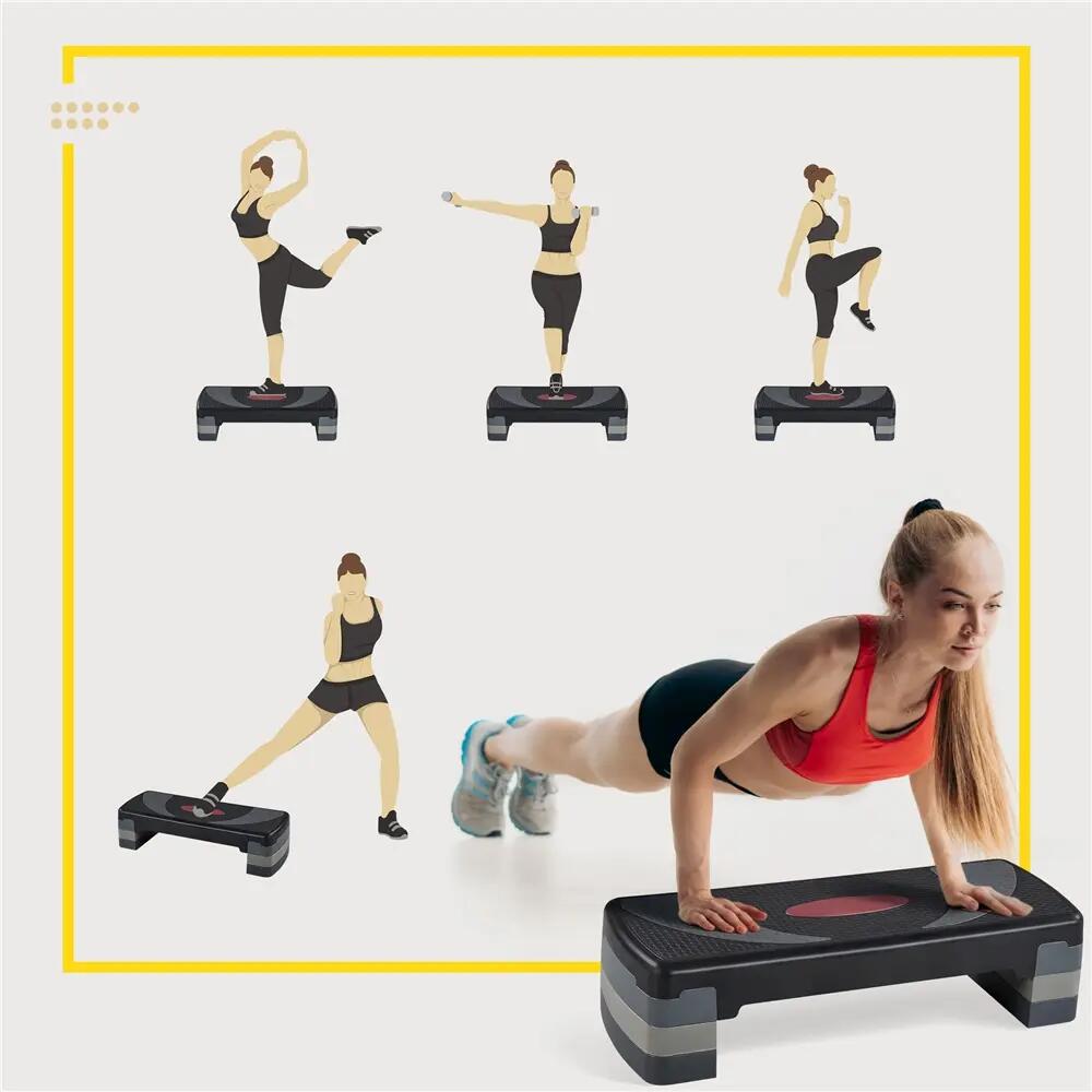 Stepper aeróbico regulable con elevadores para gimnasio en casa, gris 6/9