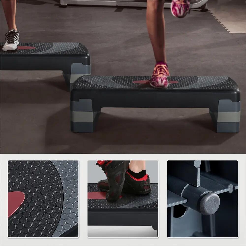 Stepper aeróbico regulable con elevadores para gimnasio en casa, gris 5/9