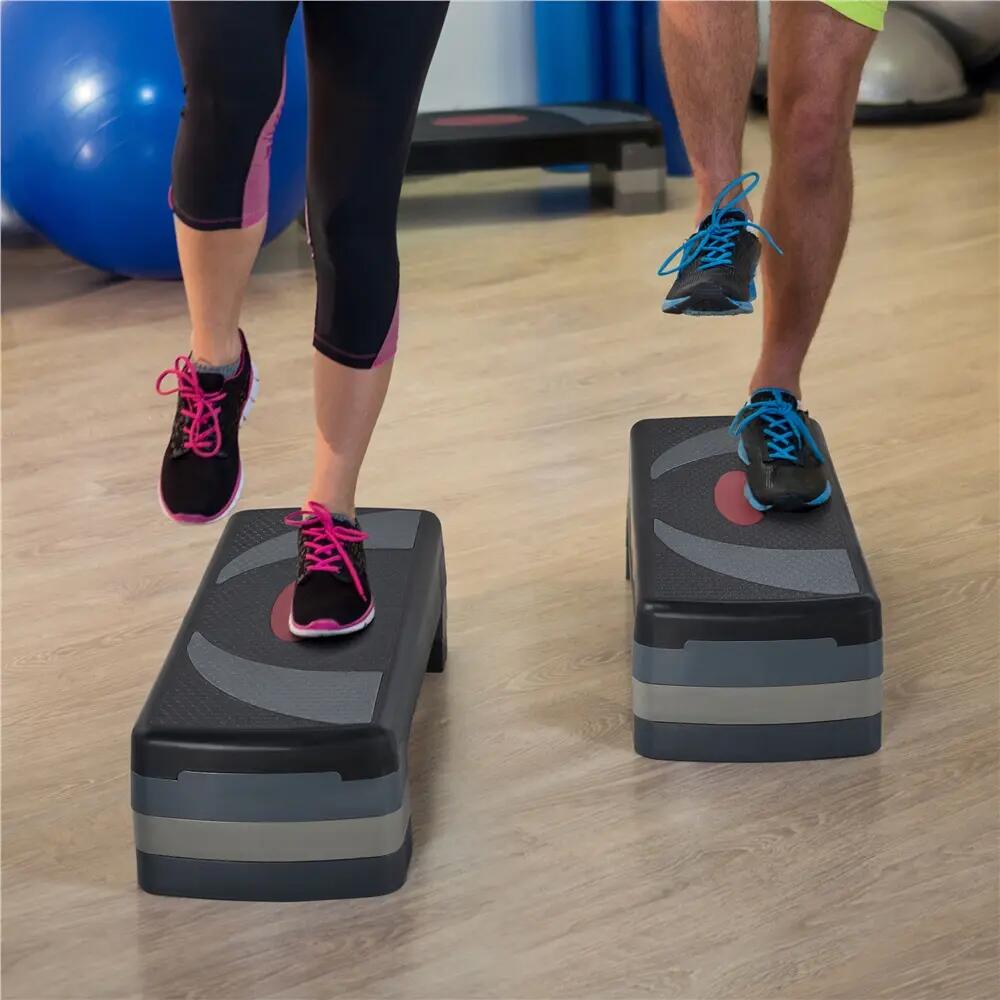 Stepper aeróbico regulable con elevadores para gimnasio en casa, gris 3/9