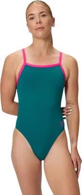 Speedo club training turnback damesbadpak, blauw/roze