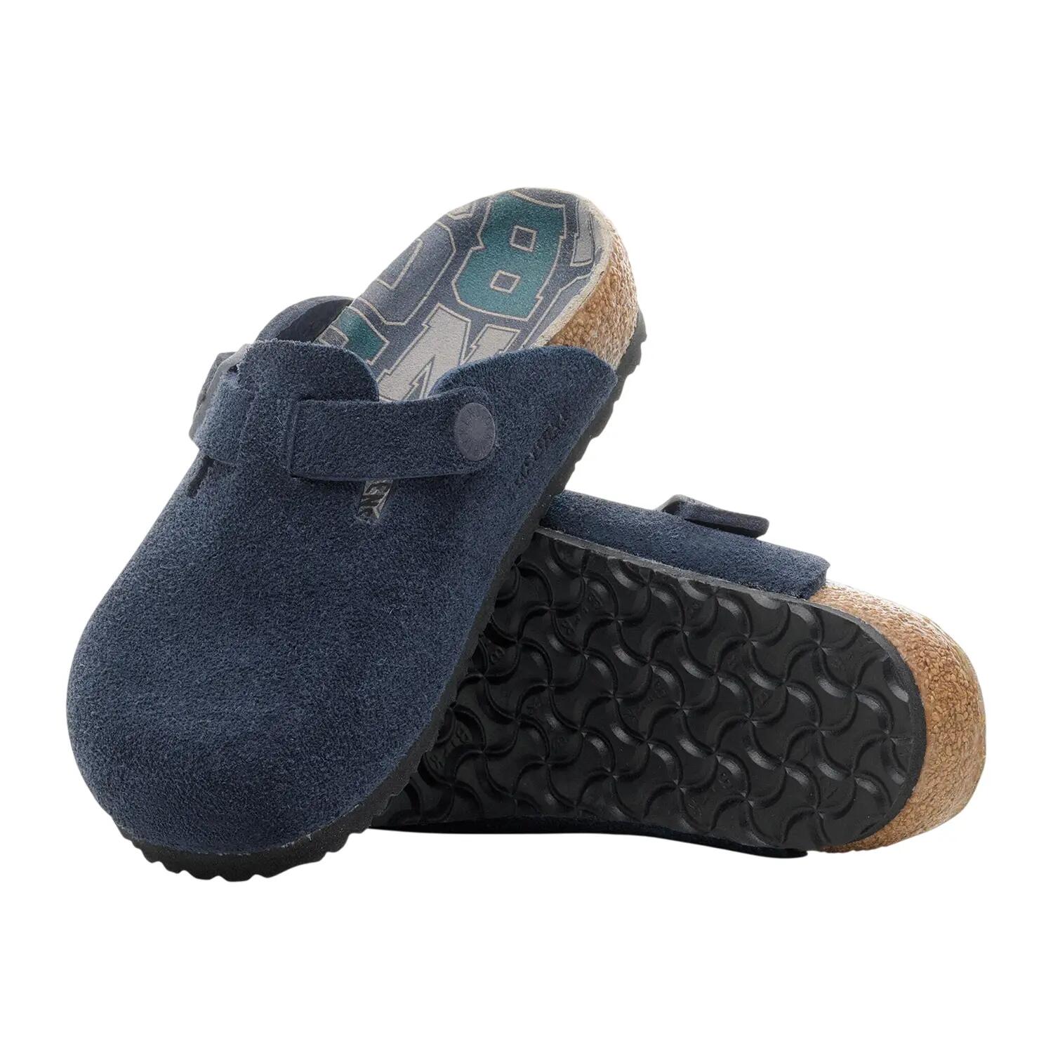 Childrens/Kids Boston Suede Flat Clogs (New French Navy) 4/4