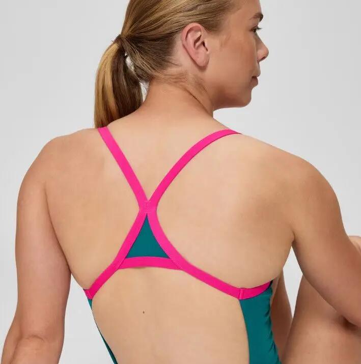 Maillot de Bain 1 Pièce Femme Speedo Club Training Turnback Bleu/Rose 4/6