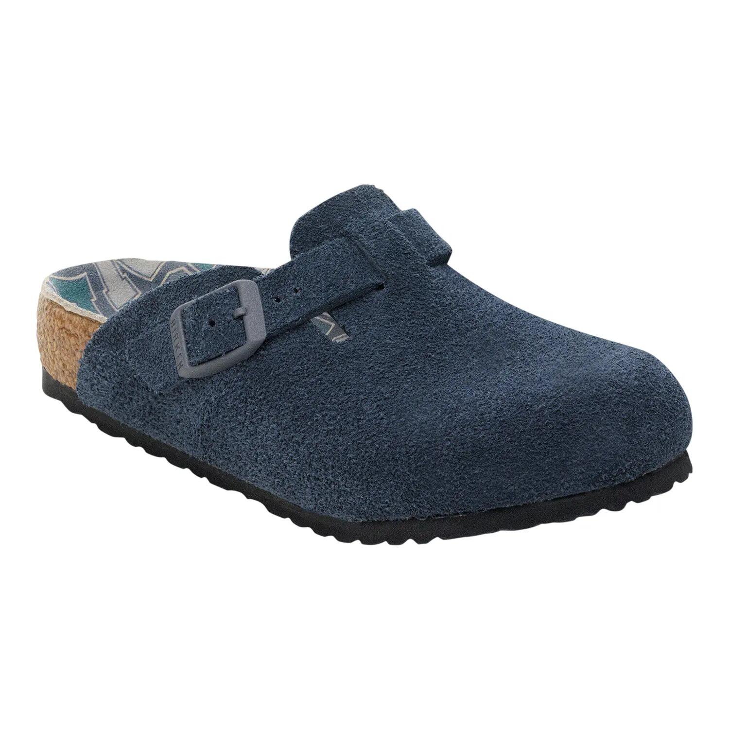Childrens/Kids Boston Suede Flat Clogs (New French Navy) 3/4