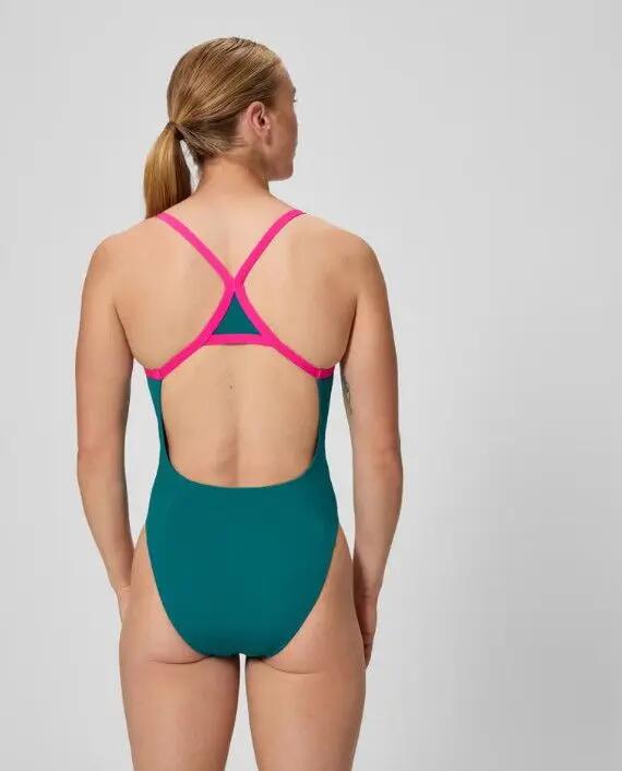 Maillot de Bain 1 Pièce Femme Speedo Club Training Turnback Bleu/Rose 2/6