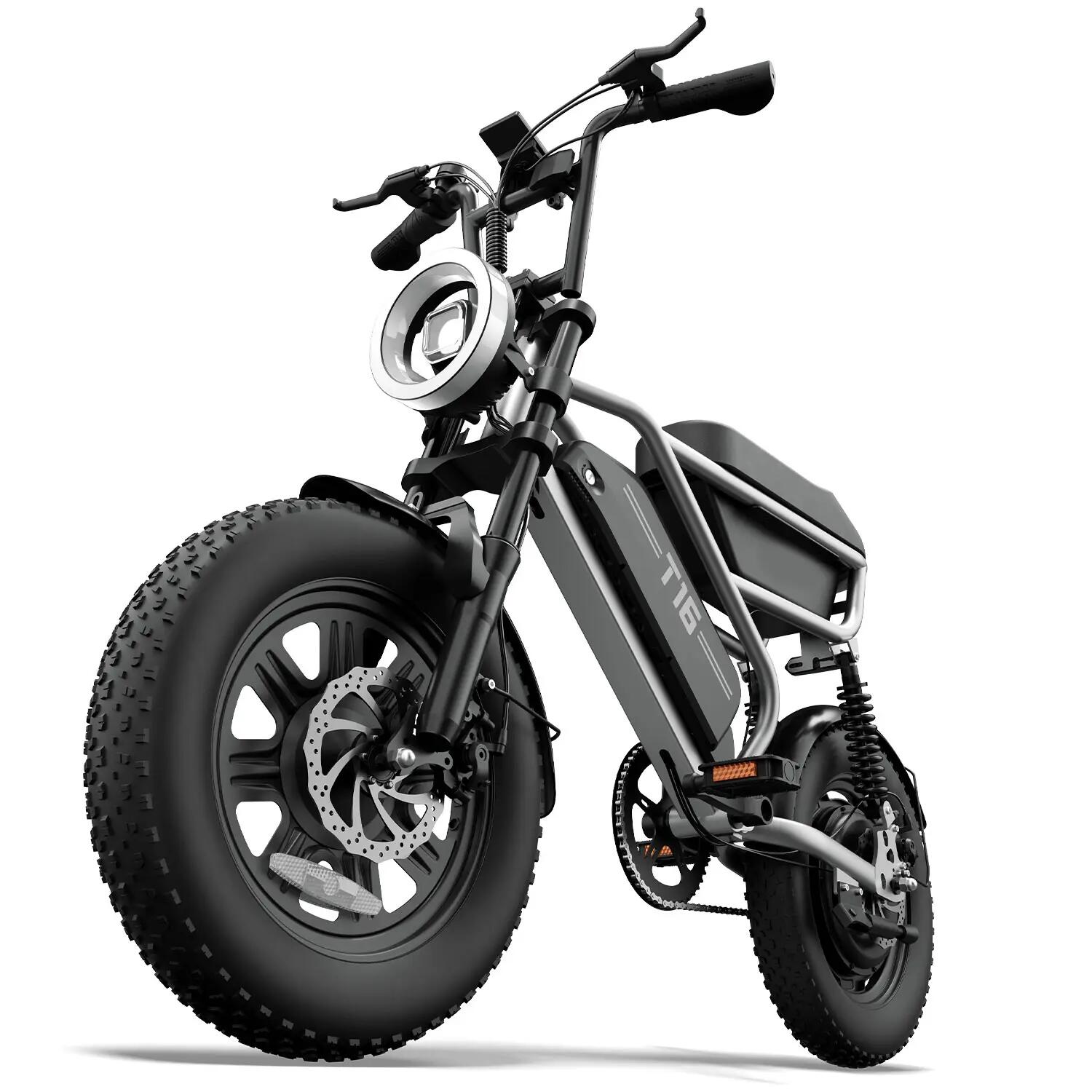 T16 Bicicleta elétrica : Bateria 48V 13Ah Pneus todo-o-terreno 16×3,0 polegadas 3/9