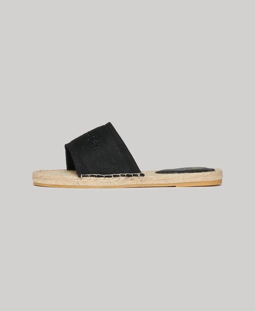 superdry Canvas Espadrille Overlay Sliders schwarz 5/6
