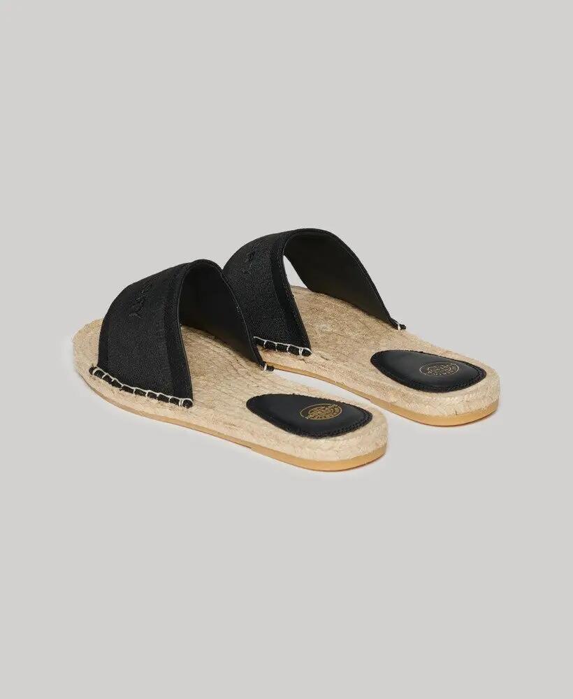 superdry Canvas Espadrille Overlay Sliders schwarz 2/6