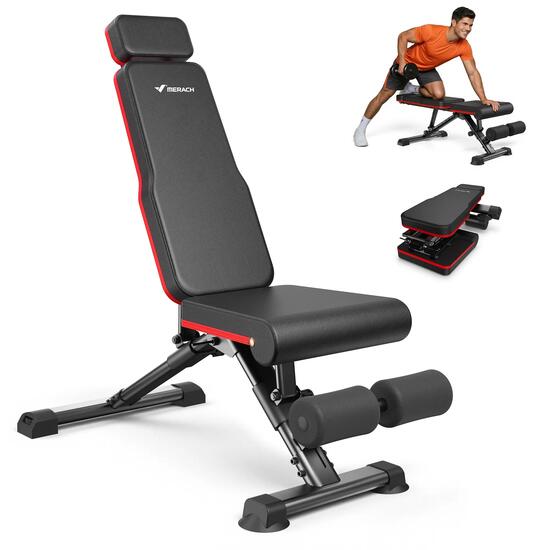 Banc de Musculation Pliable, Banc Inclinable Réglable, 450kg