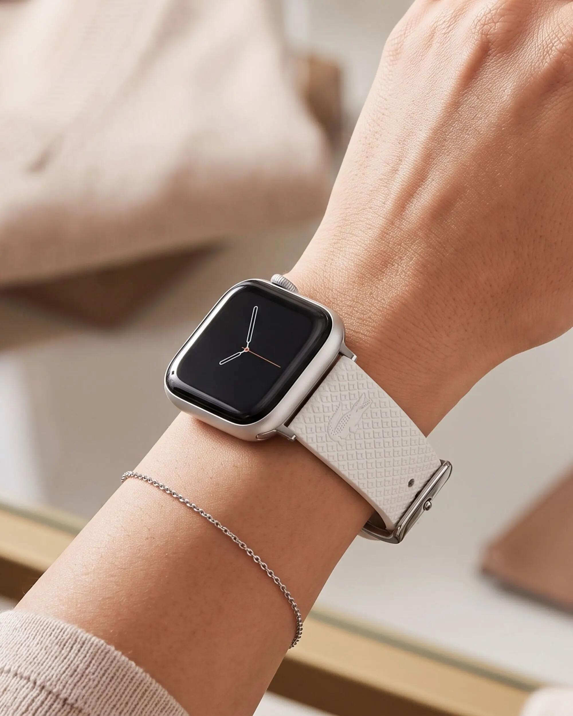 Leren bandje Lacoste voor Apple Watch 38/40 mm Wit 6/6