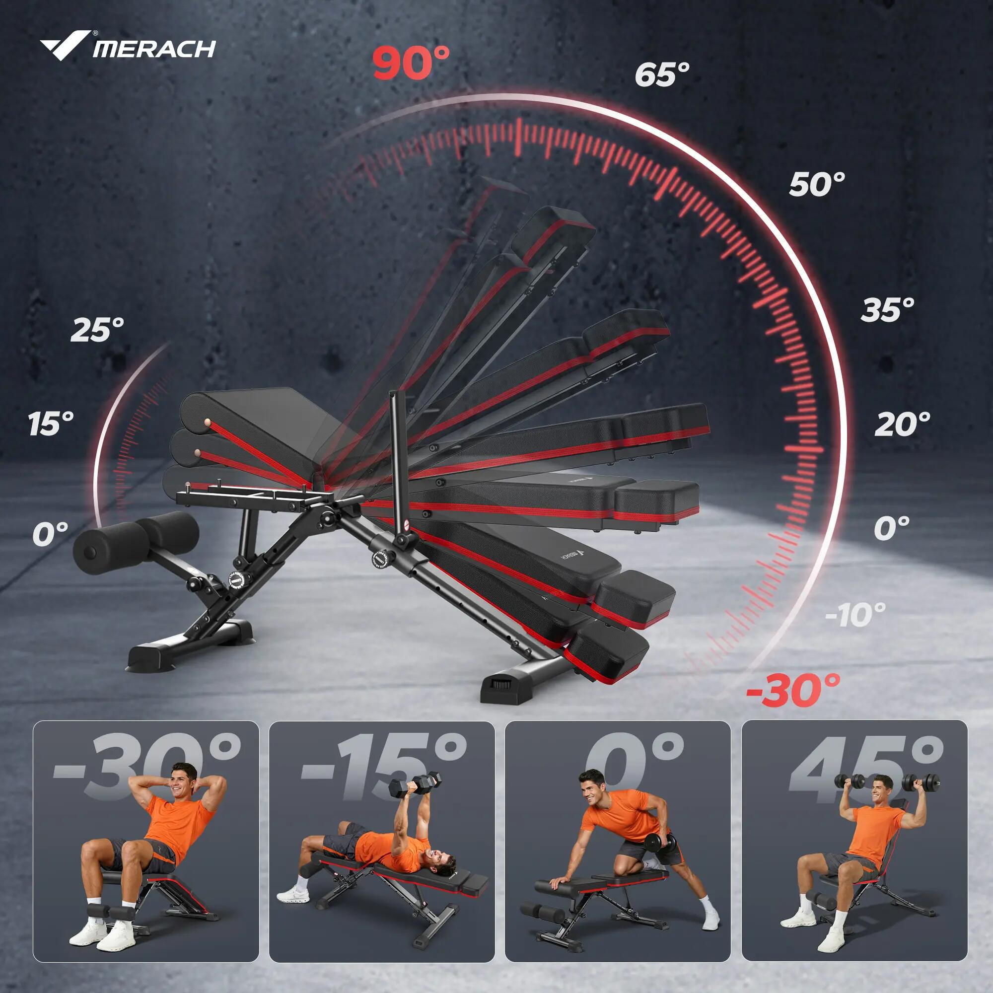 Banc de Musculation Pliable, Banc Inclinable Réglable, 450kg 4/7