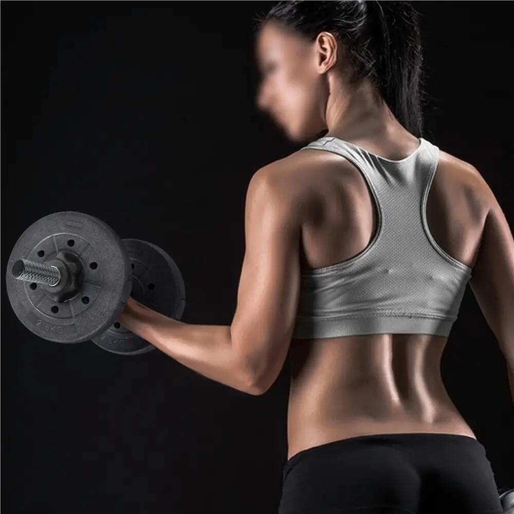 Set 2 haltères 20 kg 12 plaques de poids kit haltères musculation noir 5/7