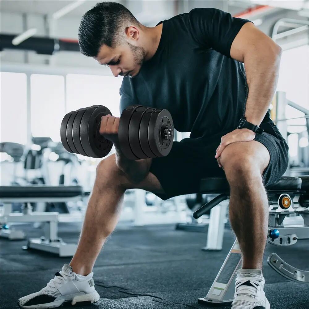 Kit d'haltères musculation 30 kg réglables fitness gym domicile noir 5/8