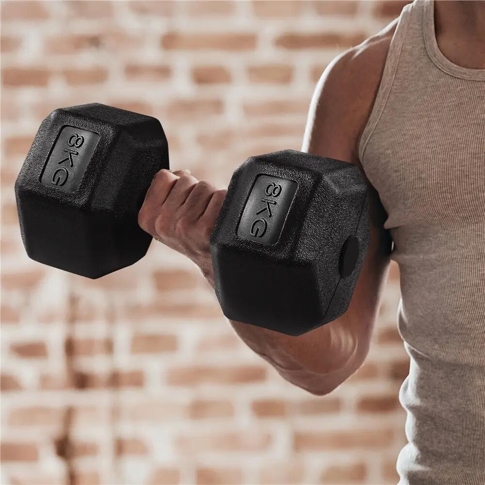 Set d'haltères de 8 kg kit dumbbell de musculation fitness gym noir 3/8