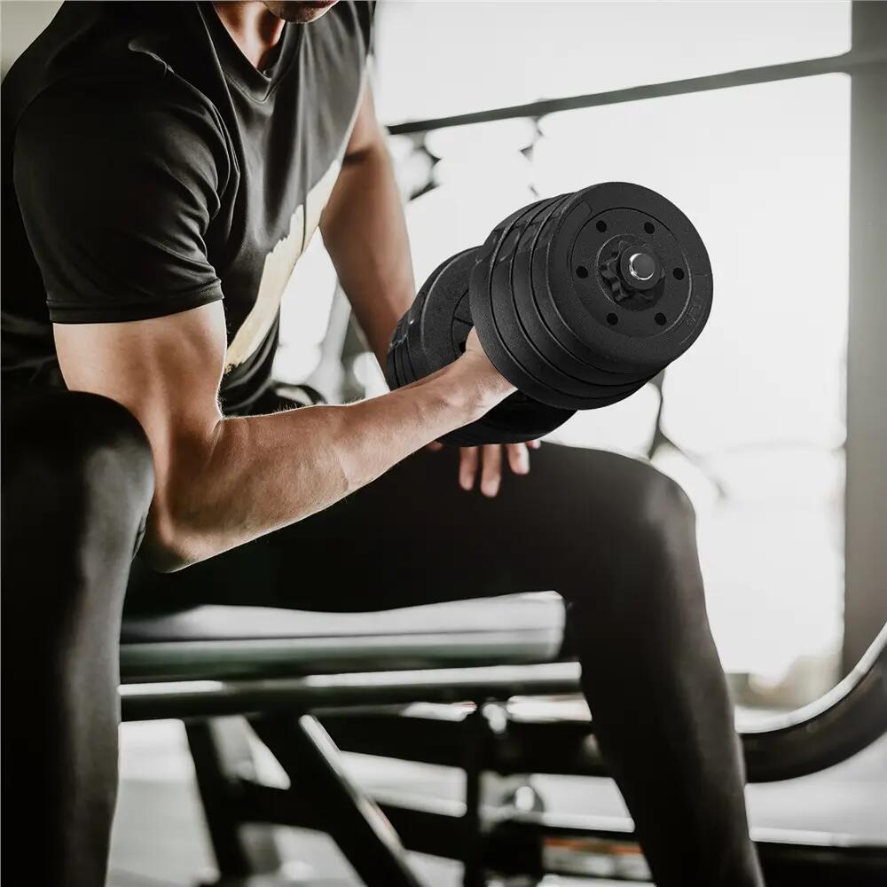 Kit d'haltères musculation 30 kg réglables fitness gym domicile noir 4/8