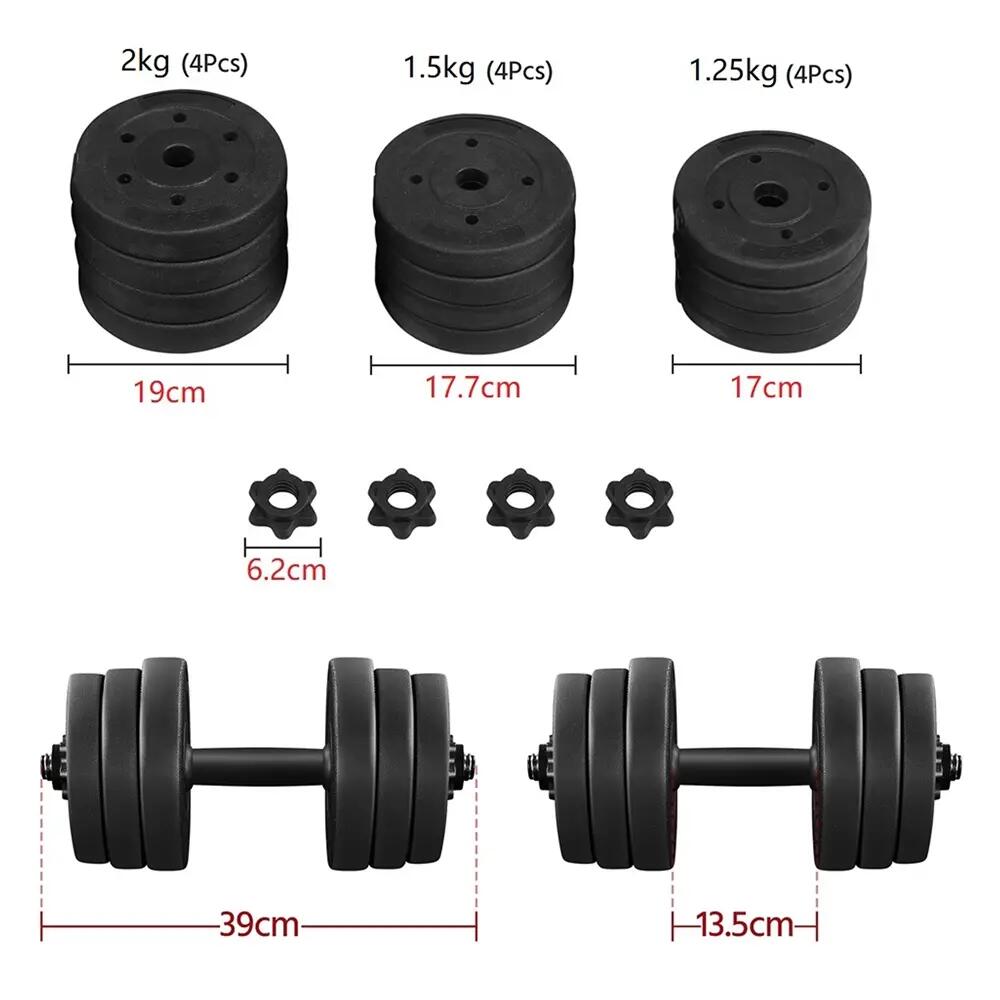Set 2 haltères 20 kg 12 plaques de poids kit haltères musculation noir 2/7