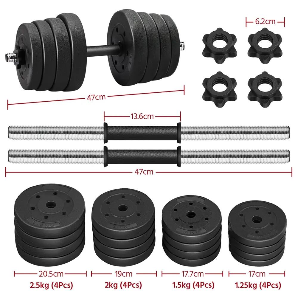 Kit d'haltères musculation 30 kg réglables fitness gym domicile noir 2/8