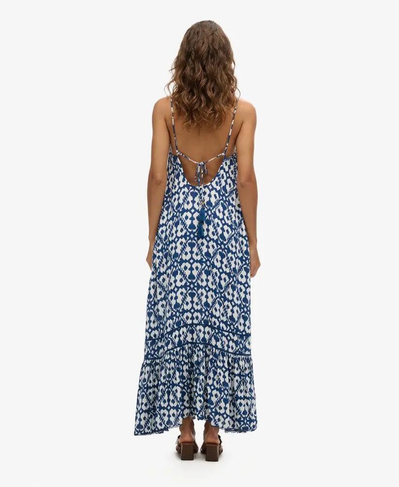superdry Vestido Long Cami em viscose padrão Arrow Ikat Blue 4/4