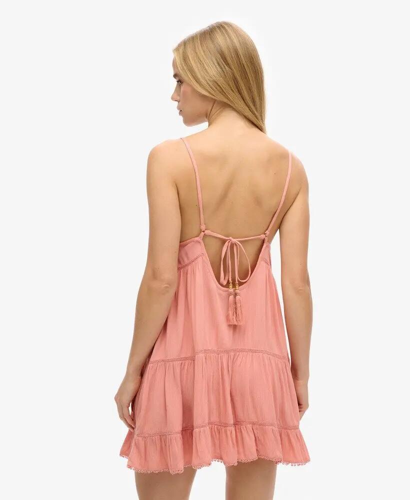 superdry Robe Mini Beach Cami en viscose – Desert Sand Pink 5/5