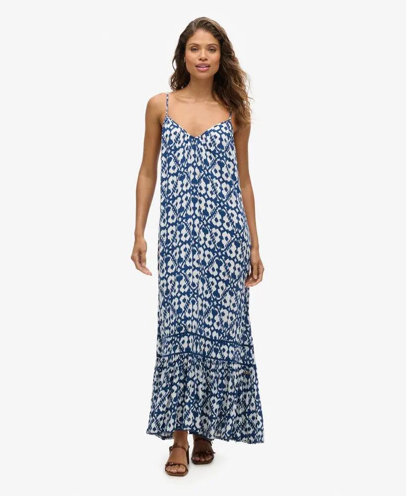 superdry Vestido Long Cami em viscose padrão Arrow Ikat Blue 2/4