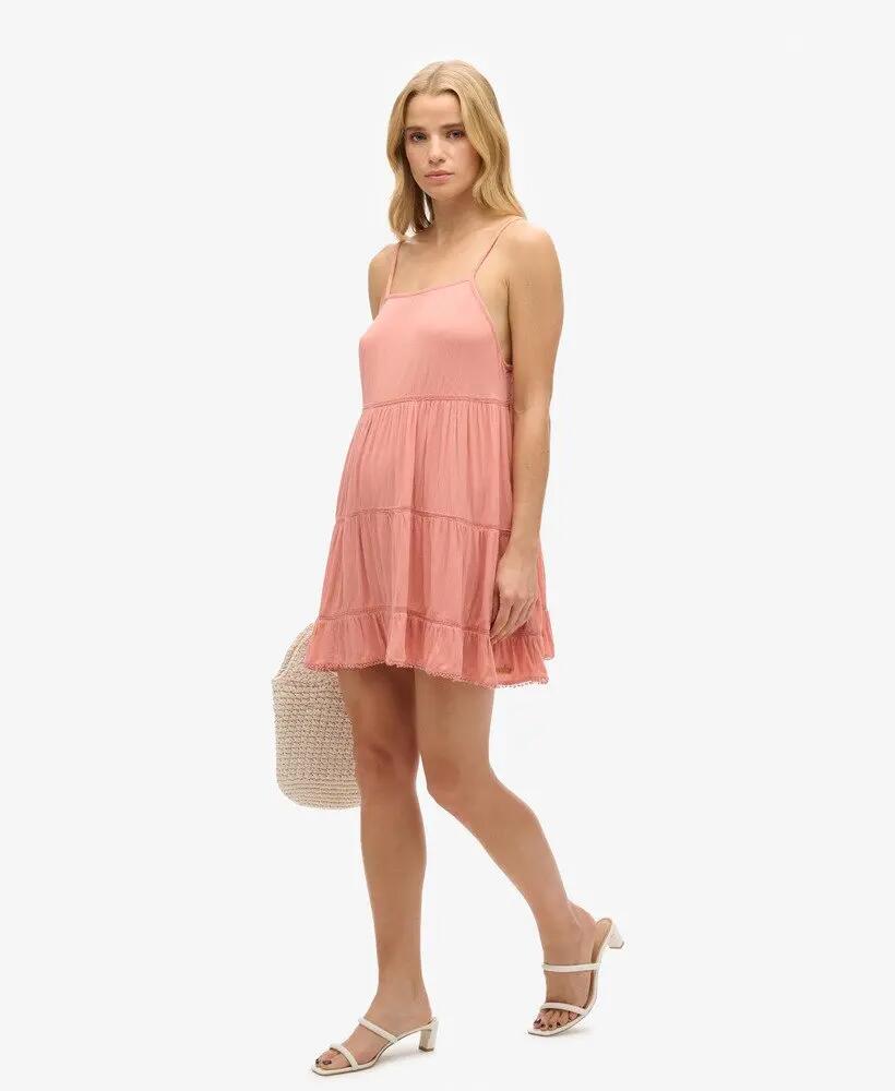 superdry Robe Mini Beach Cami en viscose – Desert Sand Pink 4/5