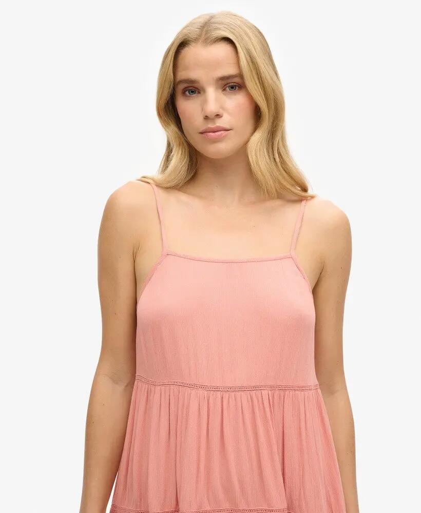 superdry Robe Mini Beach Cami en viscose – Desert Sand Pink 3/5