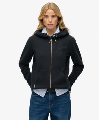 Superdry dames zip-hoodie essential logo half brushed – eclipse navy