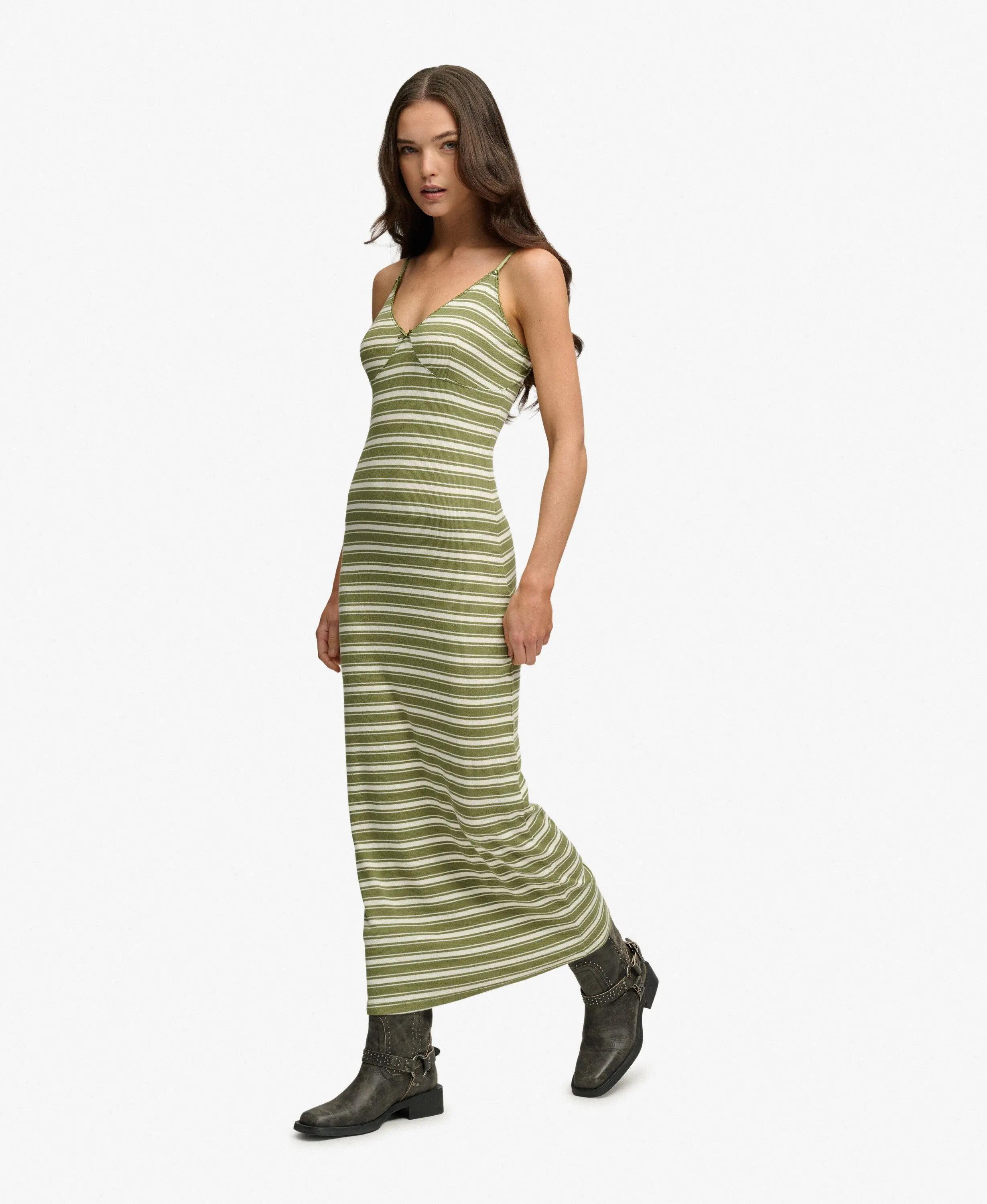 superdry Vestido Maxi de Jersey Canelado às Riscas 3/7