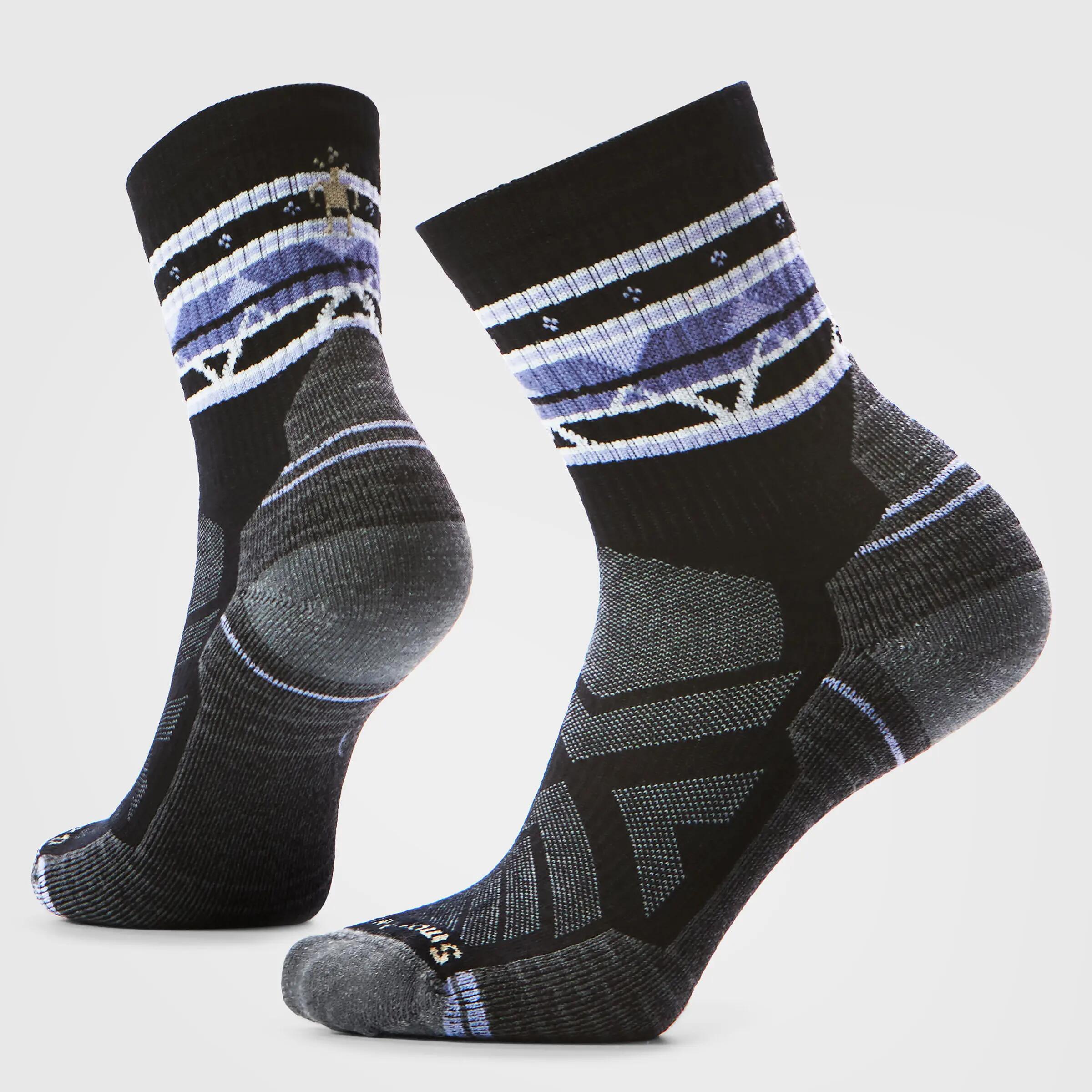 Șosete Merino hiking Smartwool Hike Zig Zag Valley - negru | Mid Crew | Light C…