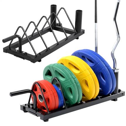Rack de rangement pour poids disques barres avec poignée roues noir