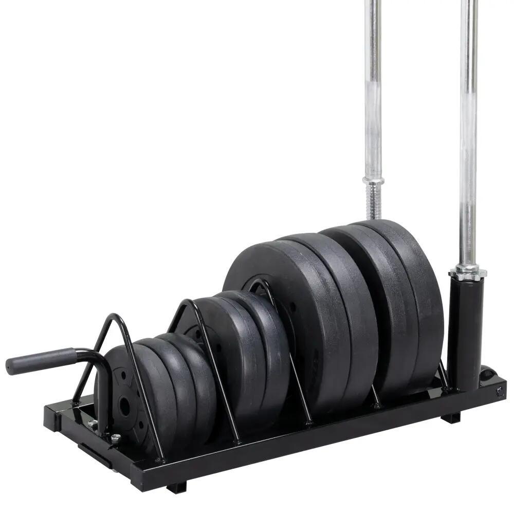 Rack de rangement pour poids disques barres avec poignée roues noir 4/7