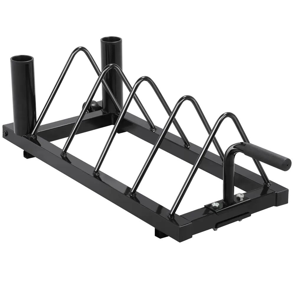 Rack de rangement pour poids disques barres avec poignée roues noir 3/7