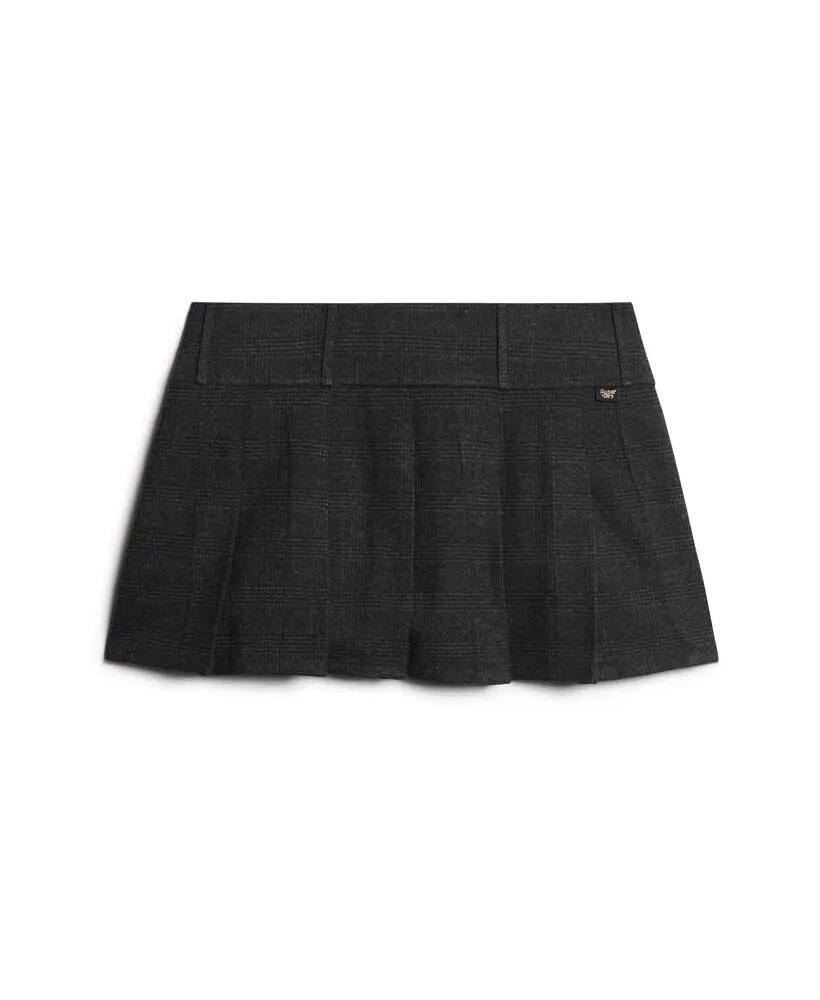 superdry Mini-saia plissada cintura baixa padrão xadrez tons de cinza – Grey 5/5