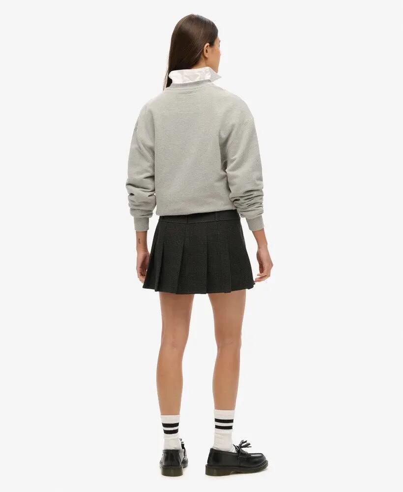 superdry Mini-saia plissada cintura baixa padrão xadrez tons de cinza – Grey 3/5