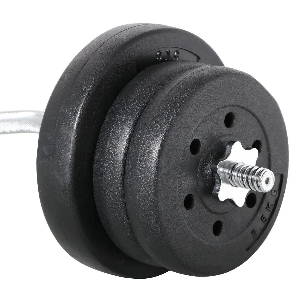25 kg Langhantel SZ-Stange mit 6 Scheiben für Krafttraining, Schwarz 6/9