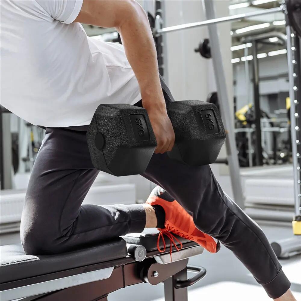 Set de 2 mancuernas hexagonales de 6 kg para gimnasio en casa, negro 4/12
