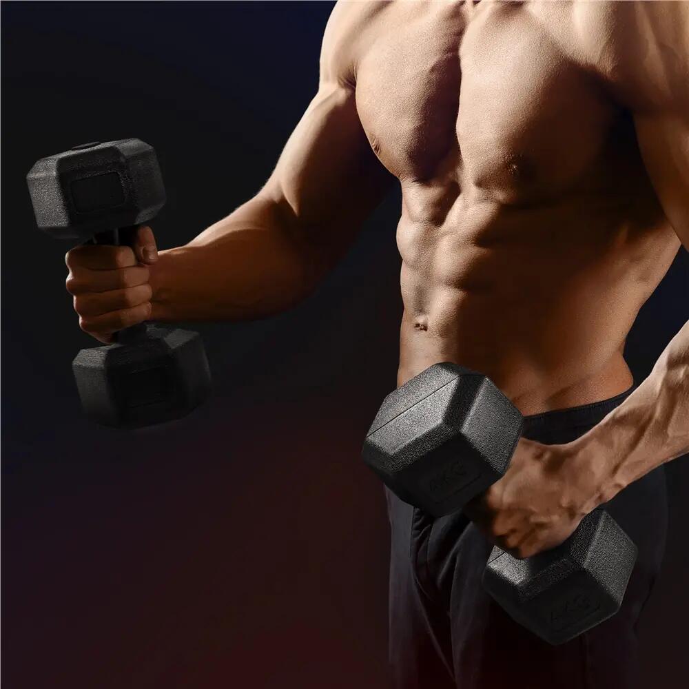 Set d'haltères hexagonales de 4 kg kit dumbbell de musculation noir 3/12