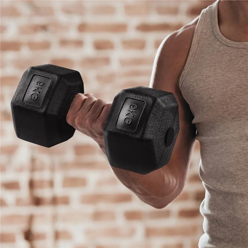 Set de 2 mancuernas hexagonales de 6 kg para gimnasio en casa, negro 2/12