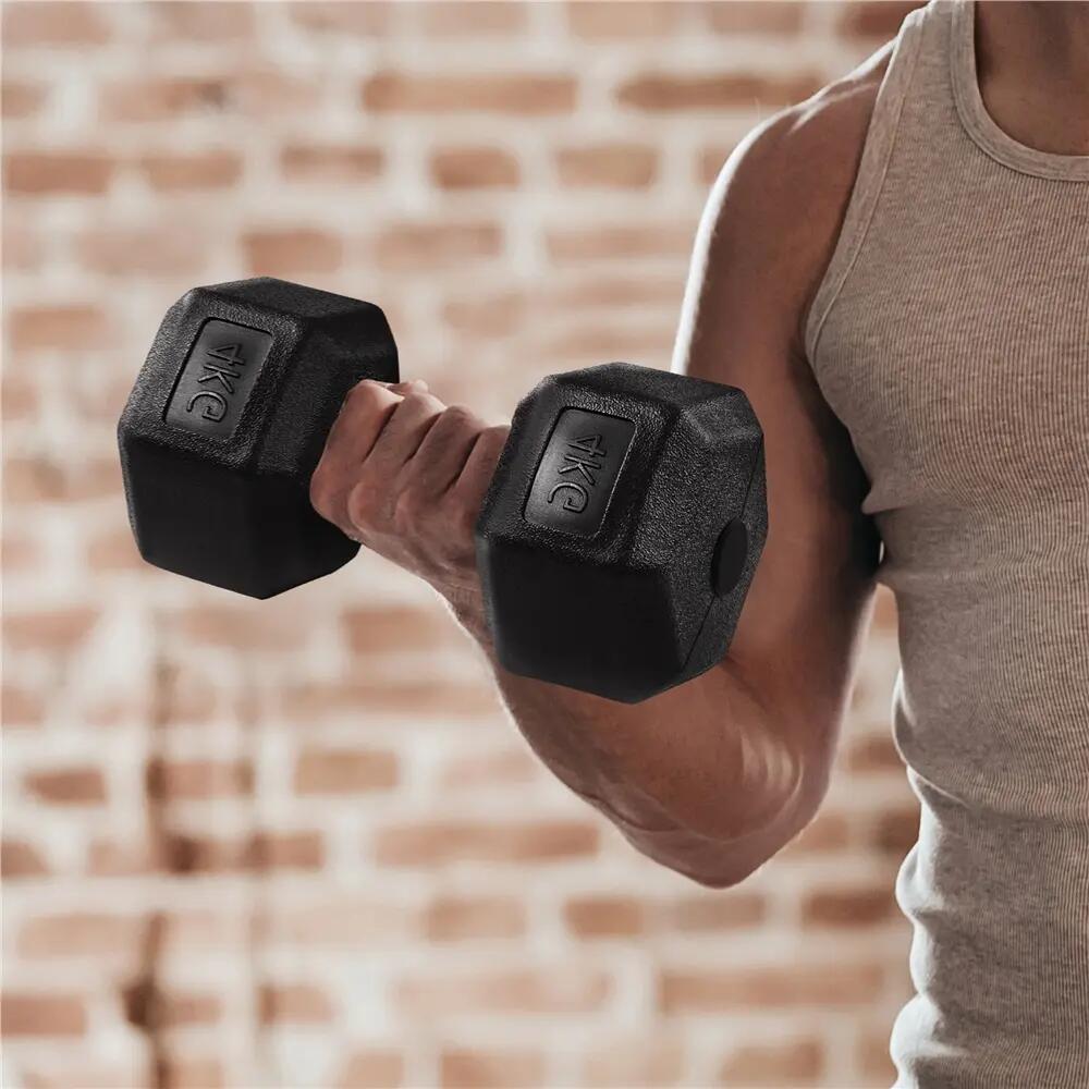 Set d'haltères hexagonales de 4 kg kit dumbbell de musculation noir 2/12