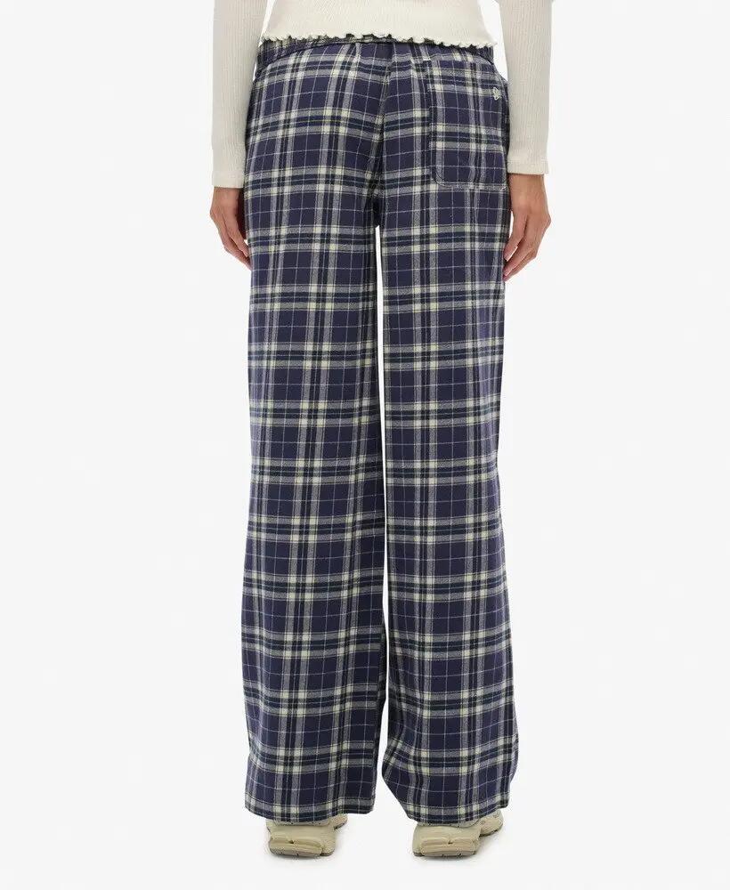 superdry Pantalon Large en Coton à Carreaux – Taille Élastique – NAVY CHECK 5/6