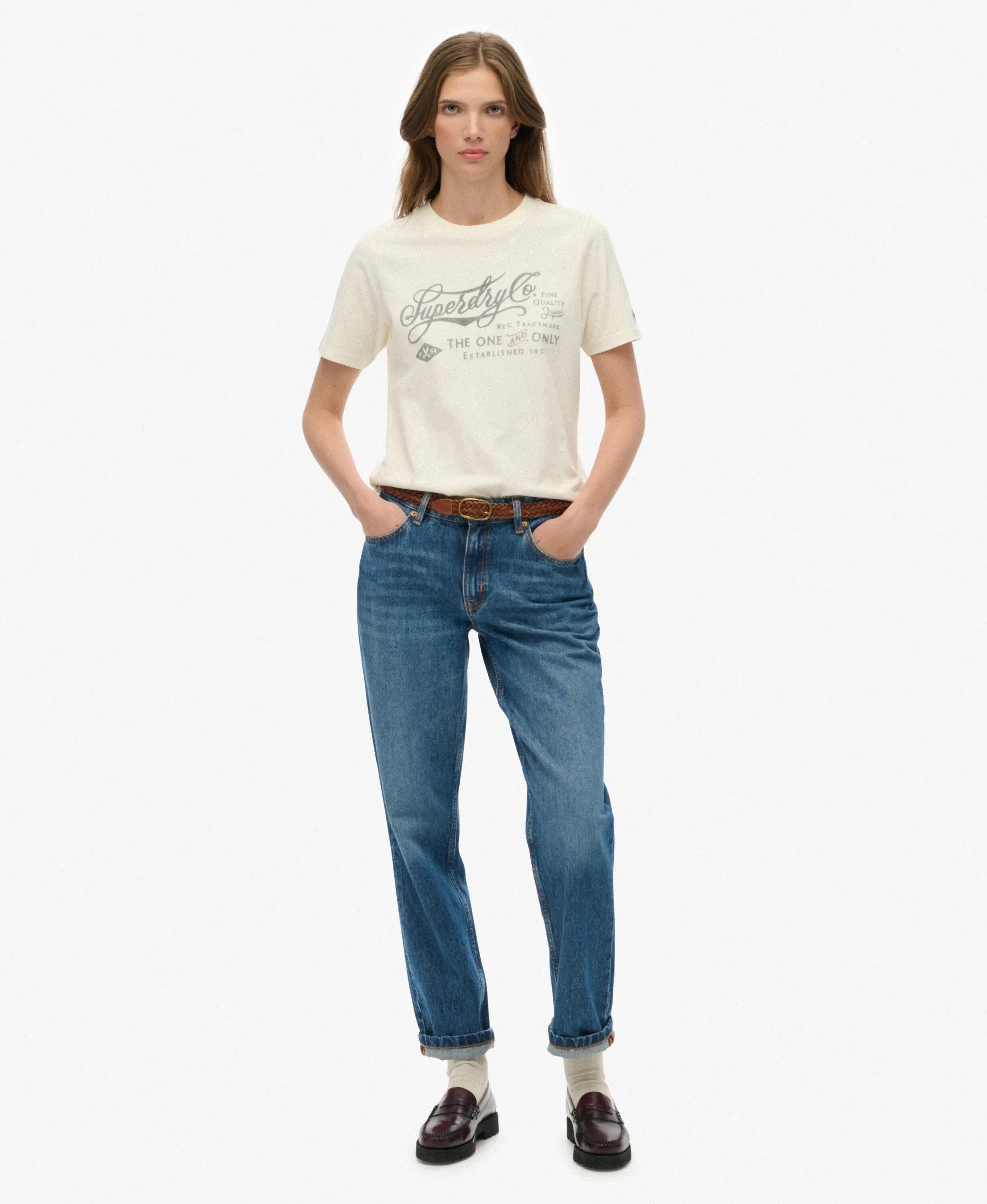 superdry Industry Workwear Relaxed T‑Shirt in cotone biologico crema 3/7